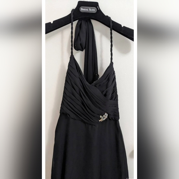 NWT US Size 10 Mori Lee Bridesmaid Black Chiffon Long Formal Gown Dress - Picture 3 of 12